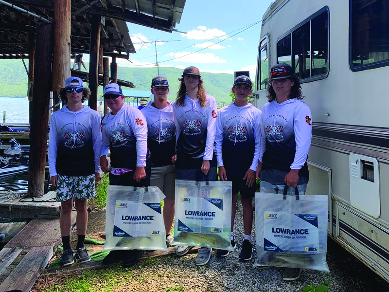 Members of the Pulaski County Fishing Team pose with their catches at Smith Mountain Lake